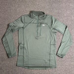 Outdoor Research Vigor Grid Fleece Forest Green Mens Medium Half Zip Hiking Gear